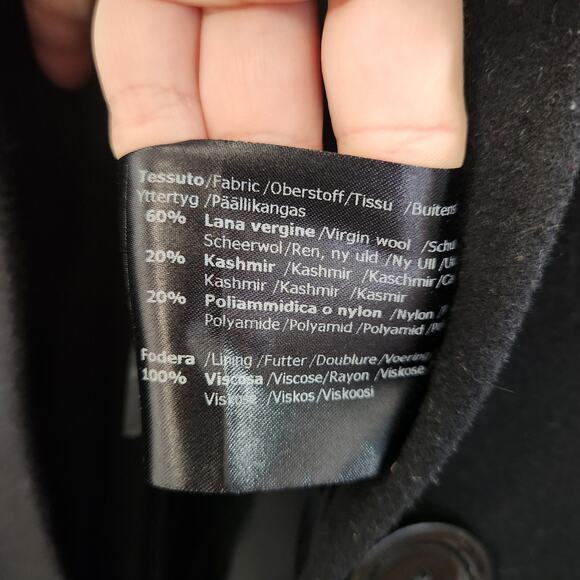 CINZIA ROCCA Cashmere Wool Blend Coat 8 Black Classic Quiet Luxury Office Fall - Picture 7 of 10